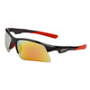 Men's Sport Sunglasses by the Dozen - Style # XS139 Black w/Red Flash Mirror Lens, Temple Tips & Nose Pads