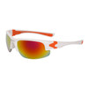 Bulk Sport Sunglasses Xsportz™ - Style #XS7025 White/Orange with Orange Flash Mirror 