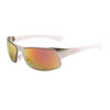 Men's Wholesale Sport Sunglasses - Style #XS141 Silver with White & Gold Flash Mirror