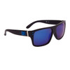 Designer Eyewear Bulk Unisex Sunglasses - Style #DE5086 Flat Black Frame with Blue Logo & Blue Mirror Lens