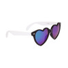 Heart Sunglasses with Mirrored Lens - Style #870 Black/White with Blue Flash Mirror