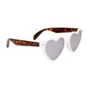 Heart Sunglasses with Mirrored Lens - Style #870 White/Tortoise with Silver Flash Mirror