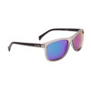 Square Sunglasses with Metal Accented Temples - Style #876 Grey/Black with Blue Flash Mirror