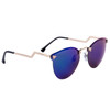 Retro Aviators with Mirrored Lens - Style #6134 Blue Revo / Black Temple Tips / Silver Frame