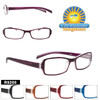 Wholesale Readers in a Stylish full plastic frame with a diamond shaped geometric pattern on the temples.  This style comes in 5 great colors and a variety of lens powers.  