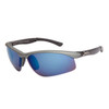 XS534 Wholesale Sports Sunglasses Dark Silver Frame w/Blue Revo Lens