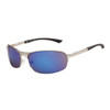 Xsportz Wholesale Sports Sunglasses with Spring Hinge XS69 Silver w/Blue Mirror