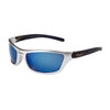 Wholesale Sport Sunglasses XS37 Silver & Black w/Blue Revo