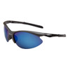 Xsportz™ Sports Sunglasses - Style # XS8 Dark Silver & Black with Blue Flash Mirror Lens Coating