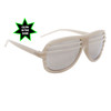 Mirrored Lens Shutter Shades 515 White Frame Color