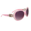 DE78 Vintage Fashion Sunglasses Pink & Transparent Pink Frame with Silver Buckle Accent