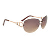 Ladies Fashion Aviator Sunglasses 688 Gold Frame w/Brown Tips