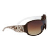 #24417 Designer Sunglasses with Rhinestone Hearts | Zebra Print on White and Brown Frames