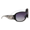 #24417 Designer Sunglasses with Rhinestone Hearts | Zebra Print on White and Black Frames