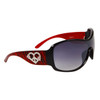 #24417 Designer Sunglasses with Rhinestone Hearts | Zebra Print on Black and Red Frames
