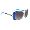 Stylish Duotone Sunglasses for Ladies 685 Blue & Transparent Blue Frame w/Silver Accent