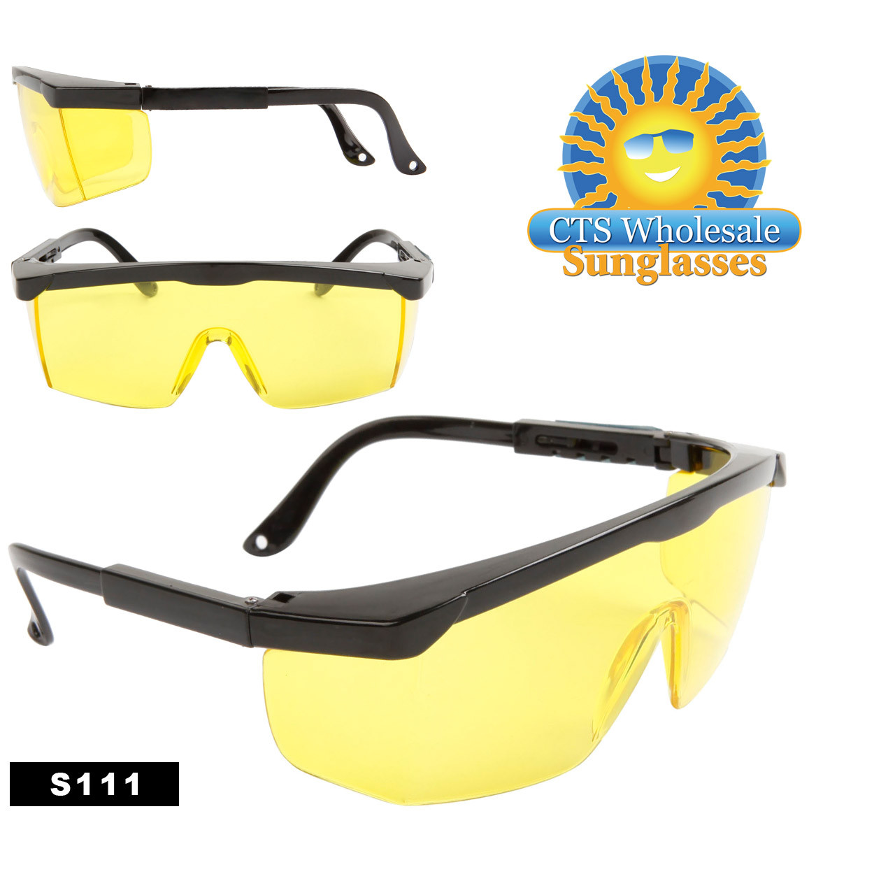 Safety Glasses S111 Adjustable Arms Yellow Lens