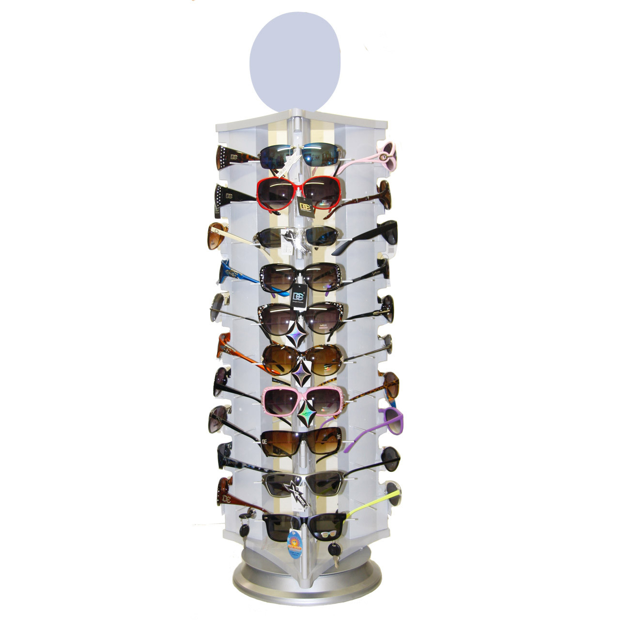 Locking Sunglass Display | Rotating Counter Top Model 7044 | Holds 30 Pair All White