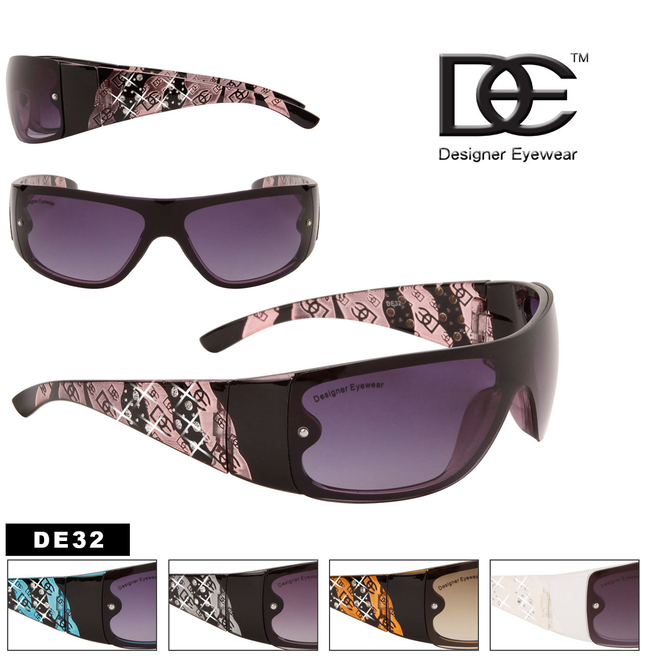Bulk Women's Rhinestone Sunglasses - Style #DE32 