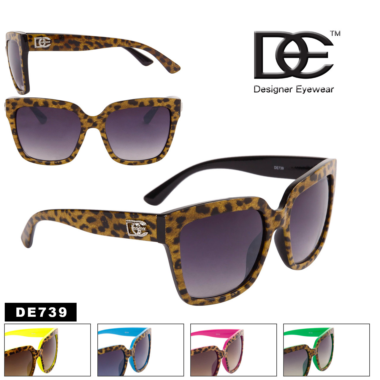 Boxy Cat Eye Cheetah Print Sunglasses - Style #DE739