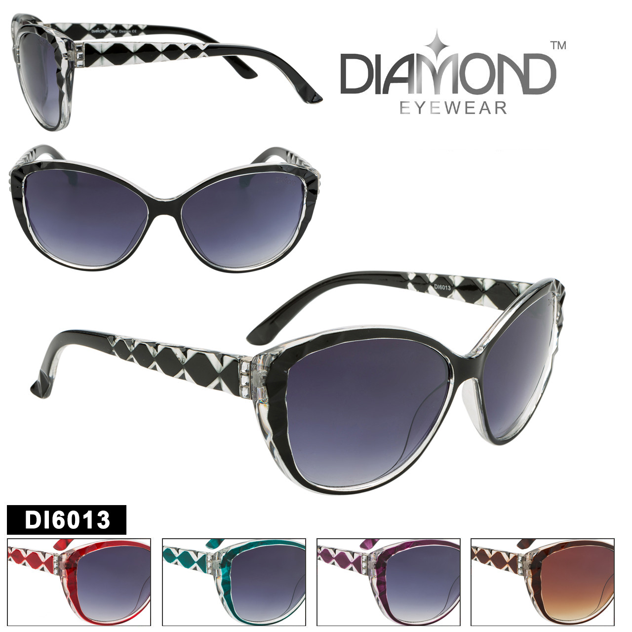 Diamond™ Eyewear Cat Eye Sunglasses with Rhinestones DI6013