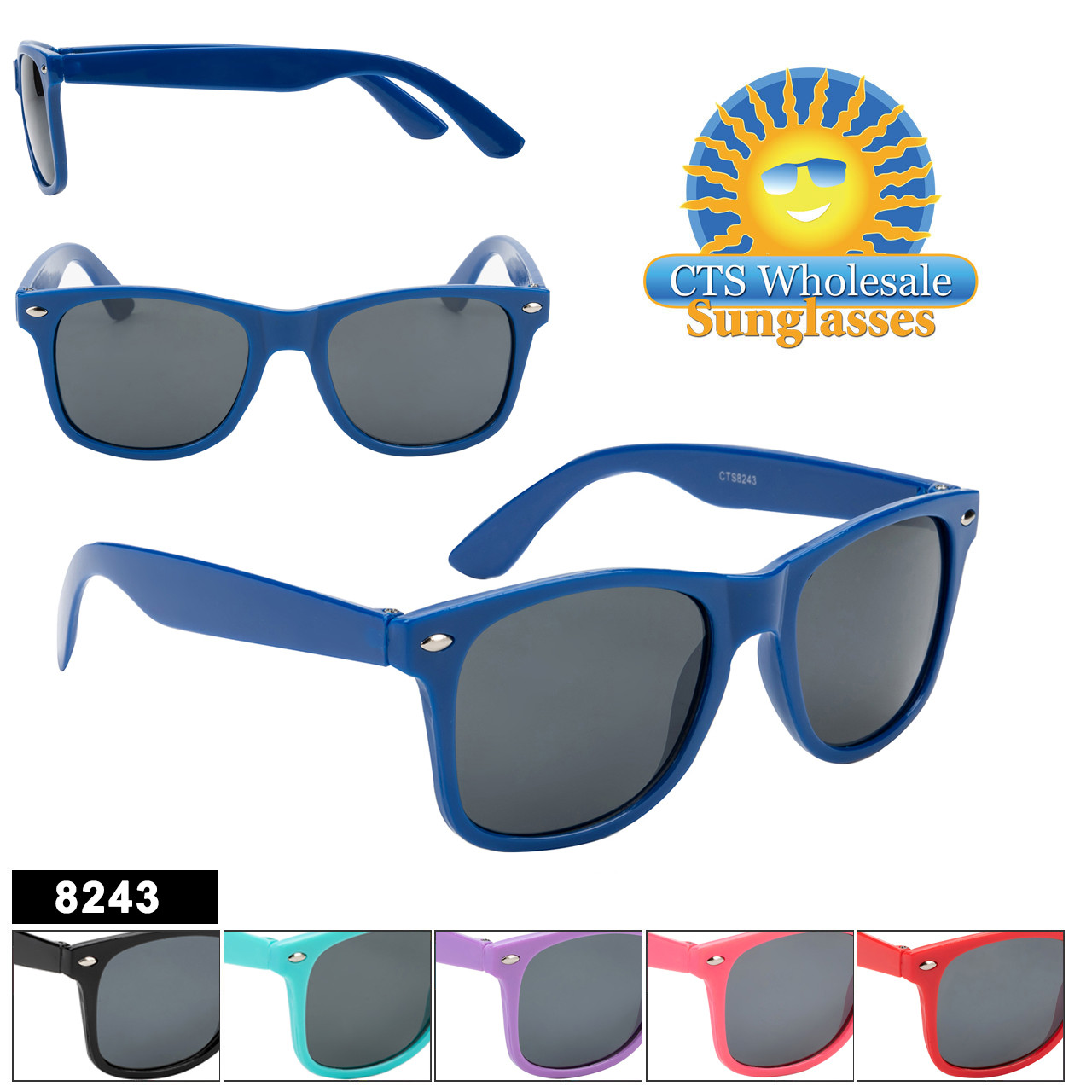 Kids Classic Sunglasses - Style #8243 (Assorted Colors) (12 pcs.)