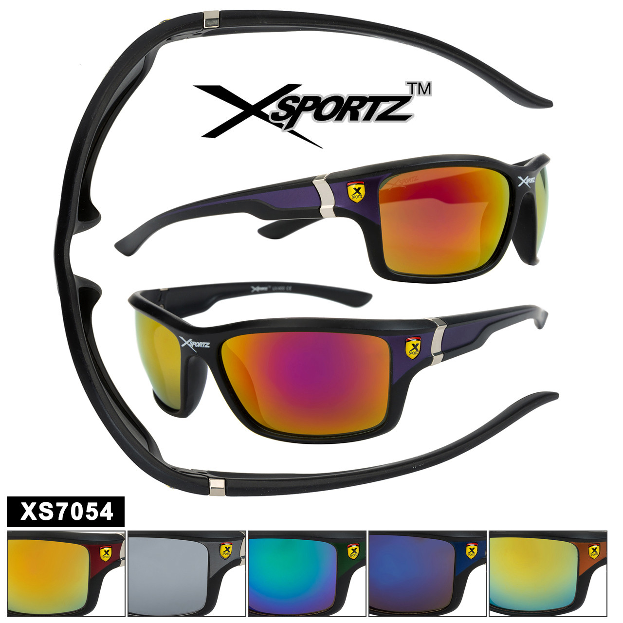 Mirrored Bulk Sports Sunglasses - Style XS7054 | CTS Wholesale L.L.C.