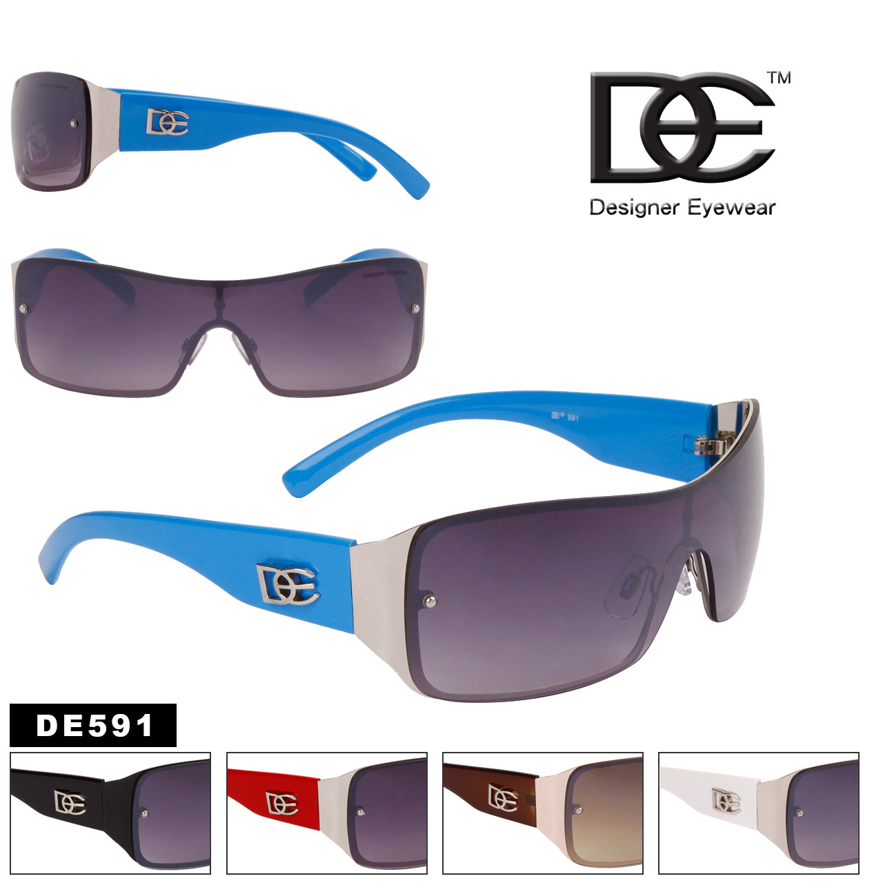 DE™ DE591 Designer Eyewear One Piece Lenses Wholesale Sunglasses!