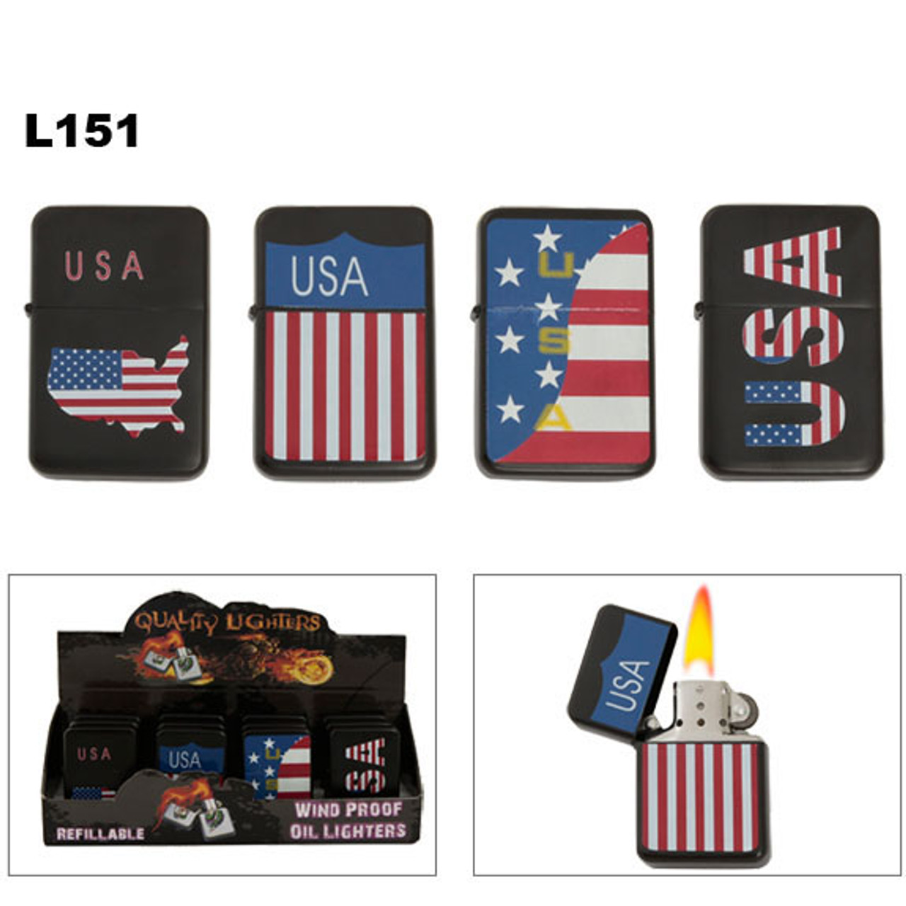 Oil Lighters Assorted Las Vegas # L122 (1 doz.) Lighter fluid NOT included.