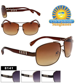 Square Lens Metal Accent Temple Aviators - Style #8141