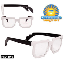 Wholesale Pixelated Clear Sunglasses - Style #P8011WB