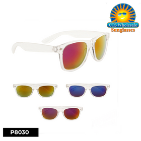 Mirrored California Classics Sunglasses Wholesale - Style #P8030 (Assorted Colors) (12 pcs.)