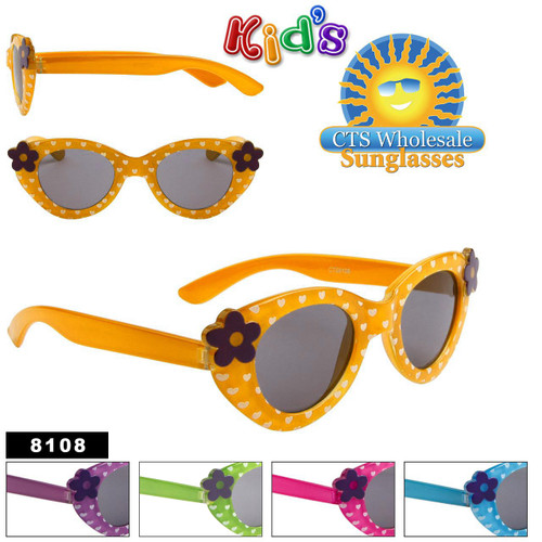 Wholesale Kid's Sunglasses with Flowers - 8108