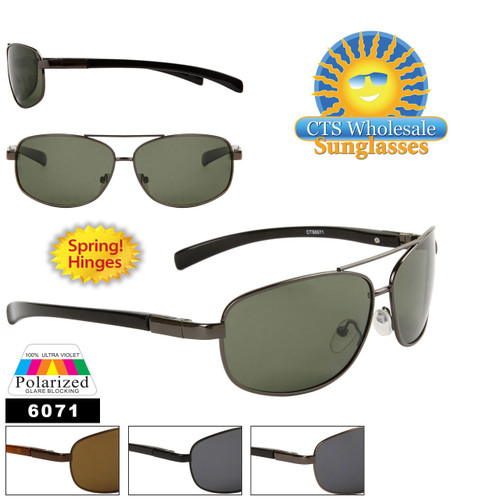 Polarized Wholesale Aviators - Style #6071 Spring Hinges 