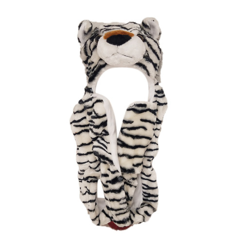 White Tiger Long Arm Animal Hat A130