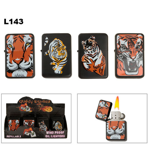 Oil Wholesale Lighters with Assorted Tigers