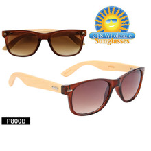 Bamboo Wood Temple Sunglasses - Style #W800B (12 pcs.)