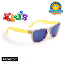 Kids Grey & Yellow Mirrored Unisex Sunglasses - Style #P8005GYY(12 pcs.)