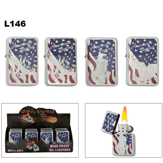 Oil Lighters American Legend Eagle L146 (1 doz.) Polished Chrome Fisnish Lighter fluid NOT