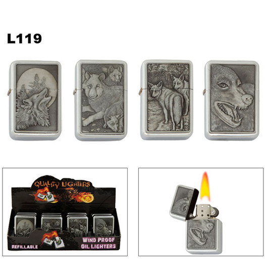 Lighters Wholesale Wolves L119 (1 doz.) Fluid NOT included