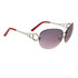 Ladies Fashion Aviator Sunglasses 688 Silver Frame w/Red Tips