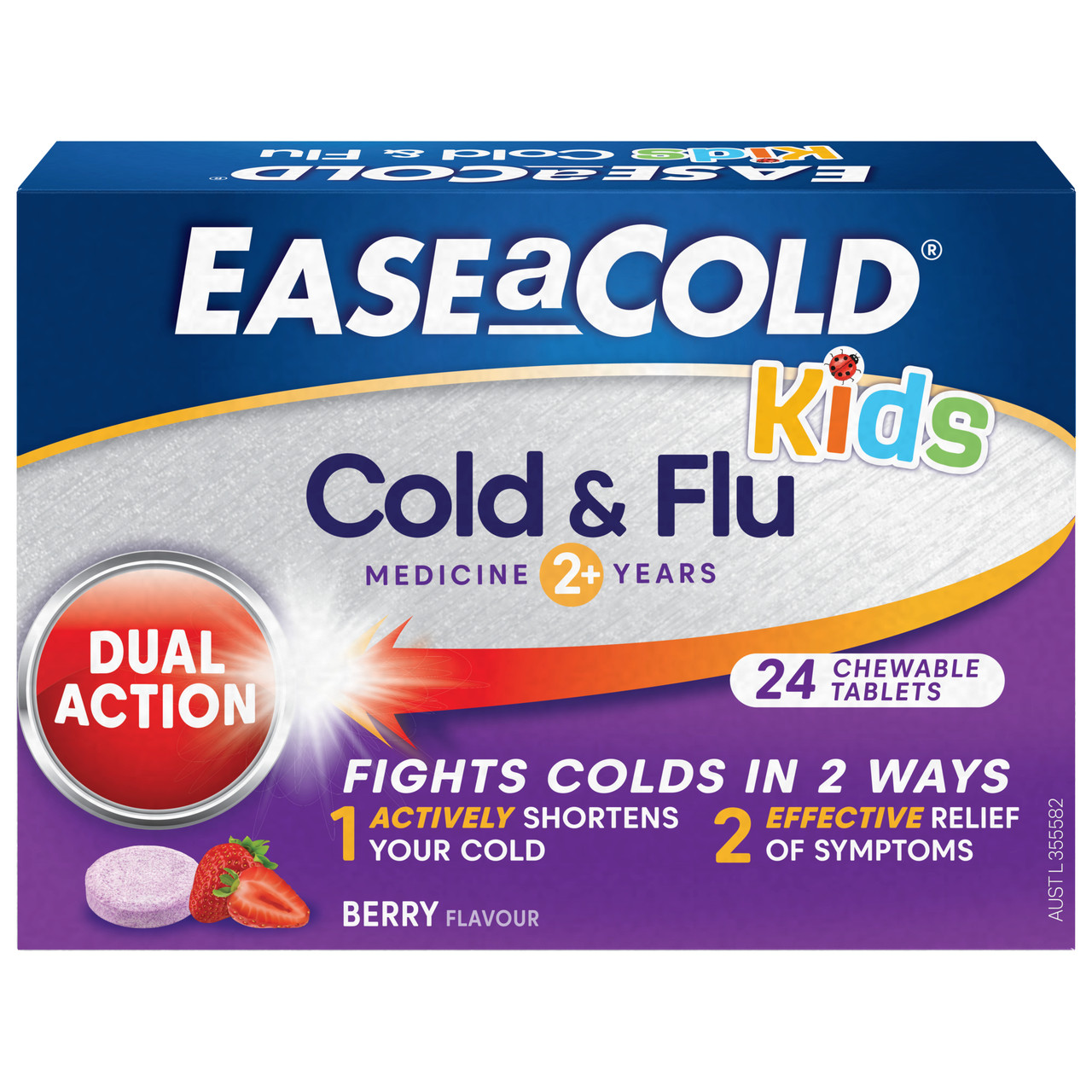 Ease a Cold Kids Cold Flu 2-12 Years 24 Chewable Berry Tablets
