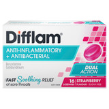 Difflam Sore Throat Lozenges Strawberry Flavour 16s Difflam Sore Throat Lozenges Strawberry Flavour 16s