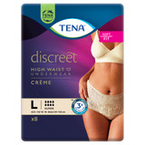 TENA Discreet Women's High Waist Underwear Creme Large (L) 8 Pack