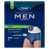 TENA Men Active Fit Pants Plus Navy Small/Medium (S/M) 9 Pack