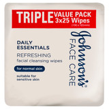 Johnson's Daily Essentials Facial Cleansing Wipes Normal Skin 3 x 25 Pack Johnson's Daily Essentials Facial Cleansing Wipes Normal Skin 3 x 25 Pack