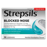 Strepsils Plus Blocked Nose Relief Menthol Eucalyptus 36 Pack