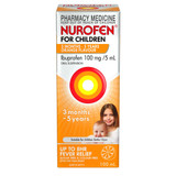 Nurofen For Children 3months - 5years Pain and Fever Relief 100mg/5mL Ibuprofen Orange 100mL