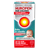 Nurofen For Children Baby 3+ Months Pain and Fever Relief Concentrated Liquid 200mg/5ml Ibuprofen Strawberry 50ml