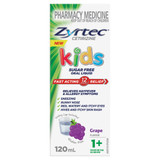 Zyrtec Kids Oral Liquid Sugar Free Cetirizine Antihistamine Allergy Relief Grape Flavour 120mL